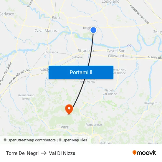 Torre De' Negri to Val Di Nizza map