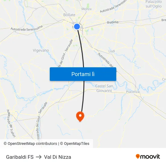 Garibaldi FS to Val Di Nizza map