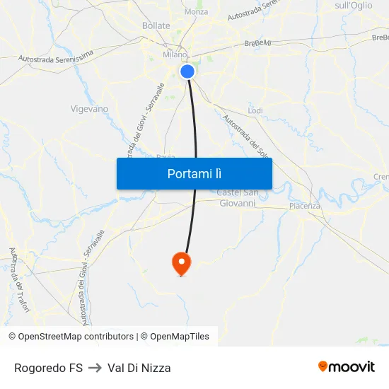 Rogoredo FS to Val Di Nizza map