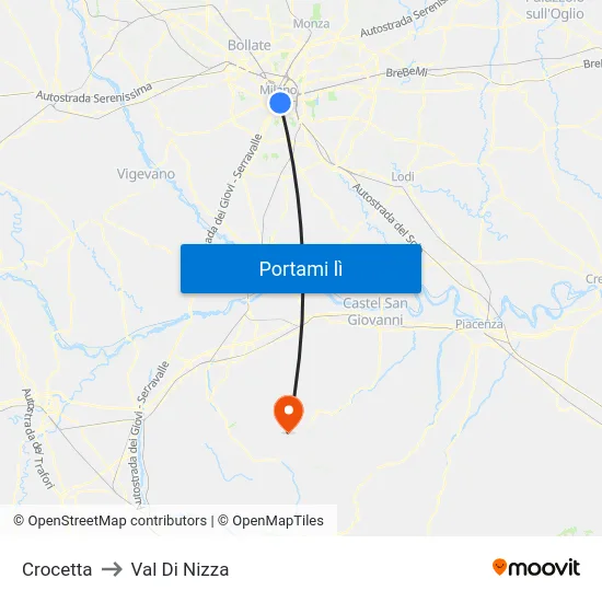 Crocetta to Val Di Nizza map