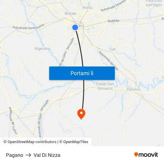 Pagano to Val Di Nizza map