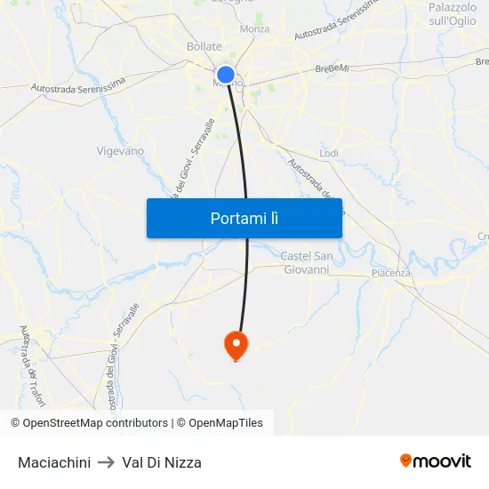 Maciachini to Val Di Nizza map