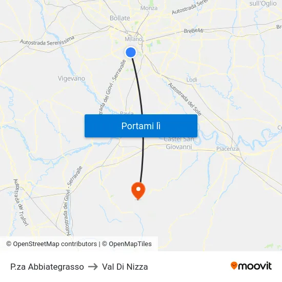 P.za Abbiategrasso to Val Di Nizza map