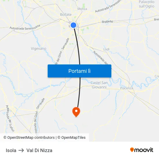 Isola to Val Di Nizza map