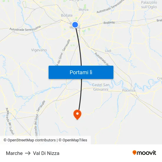 Marche to Val Di Nizza map