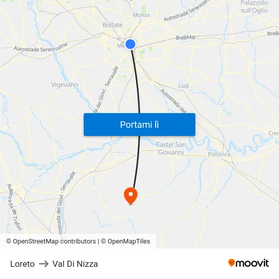 Loreto to Val Di Nizza map