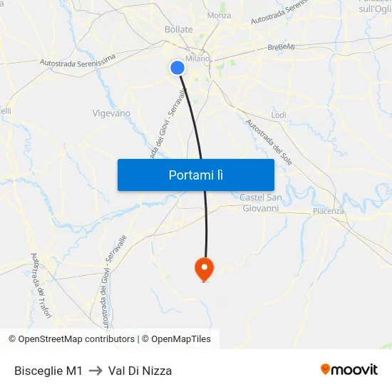 Bisceglie M1 to Val Di Nizza map