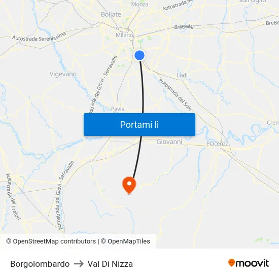 Borgolombardo to Val Di Nizza map