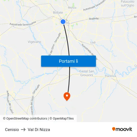 Cenisio to Val Di Nizza map