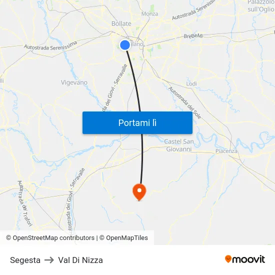Segesta to Val Di Nizza map