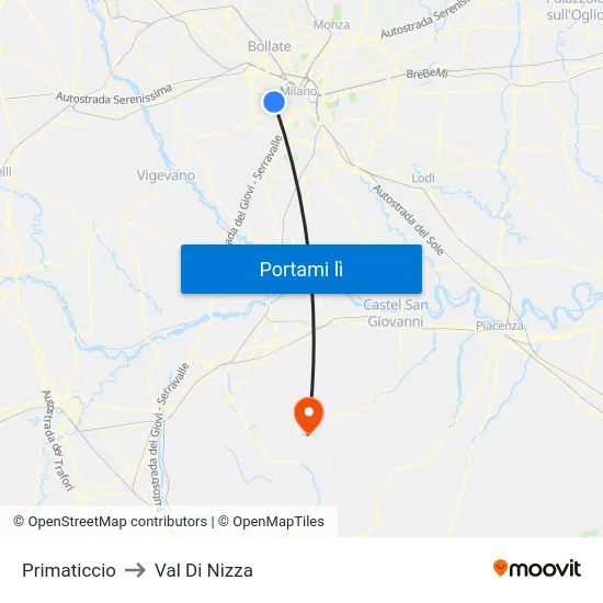 Primaticcio to Val Di Nizza map