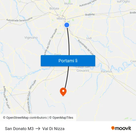 San Donato M3 to Val Di Nizza map