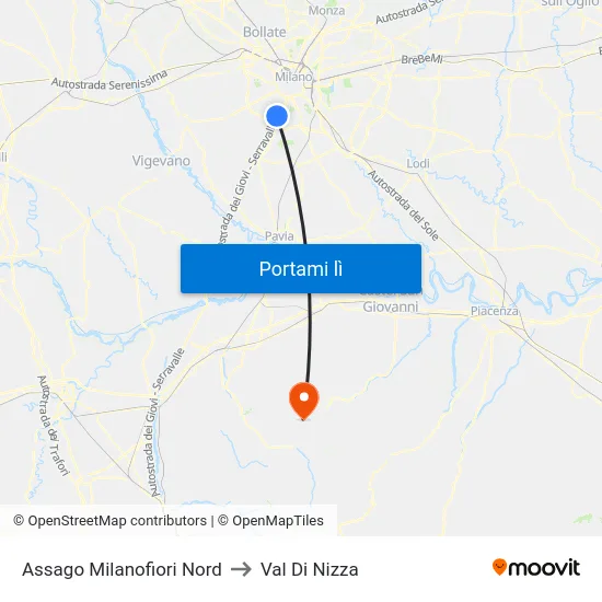 Assago Milanofiori Nord to Val Di Nizza map