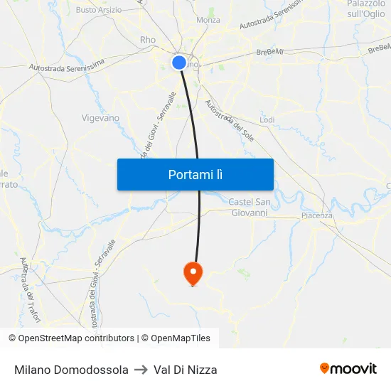Milano Domodossola to Val Di Nizza map