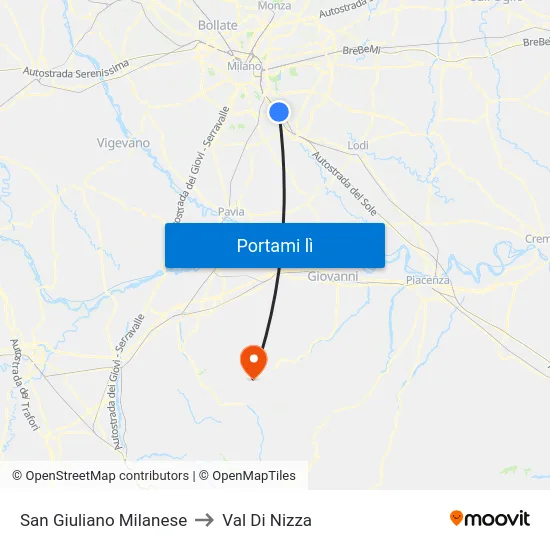 San Giuliano Milanese to Val Di Nizza map