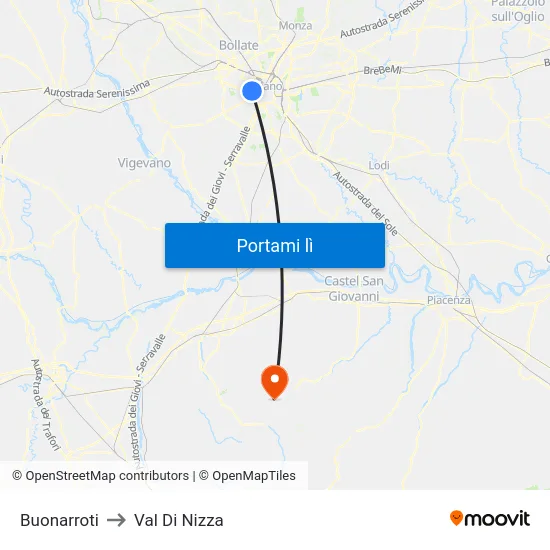 Buonarroti to Val Di Nizza map