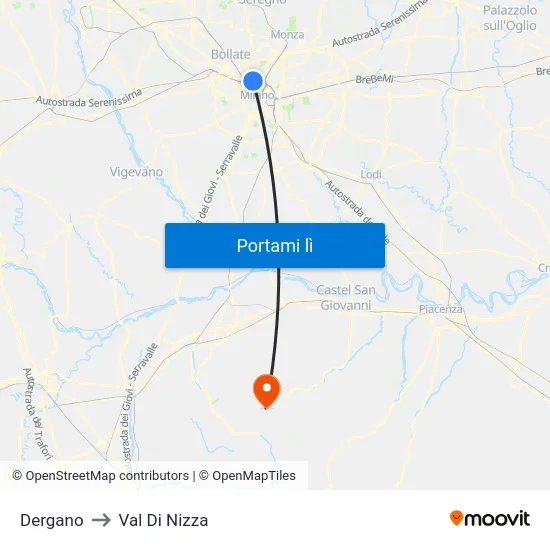 Dergano to Val Di Nizza map