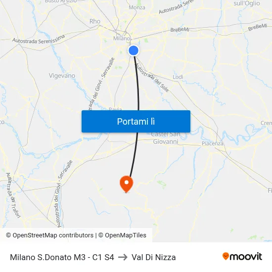Milano S.Donato M3 - C1 S4 to Val Di Nizza map