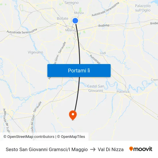 Sesto S.Giovanni Gramsci/I° Maggio (Fs/M1) to Val Di Nizza map