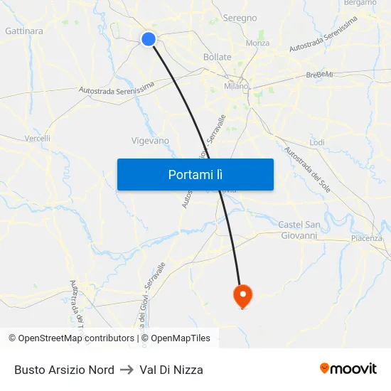 Busto Arsizio Nord to Val Di Nizza map