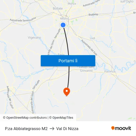 P.za Abbiategrasso M2 to Val Di Nizza map