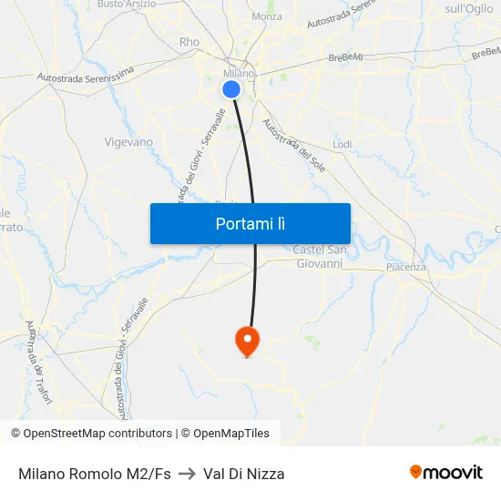 Milano Romolo M2/Fs to Val Di Nizza map