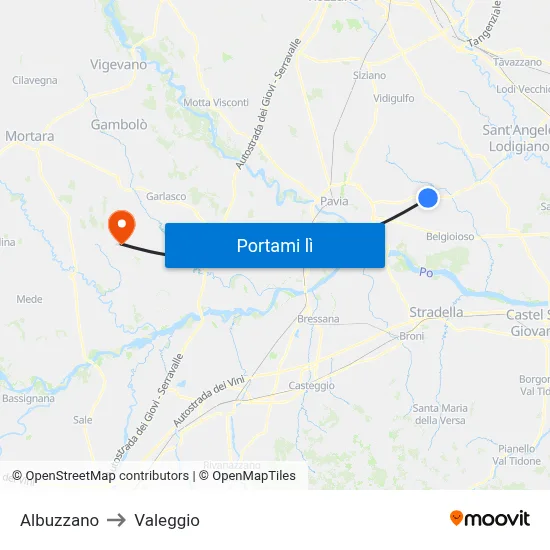 Albuzzano to Valeggio map