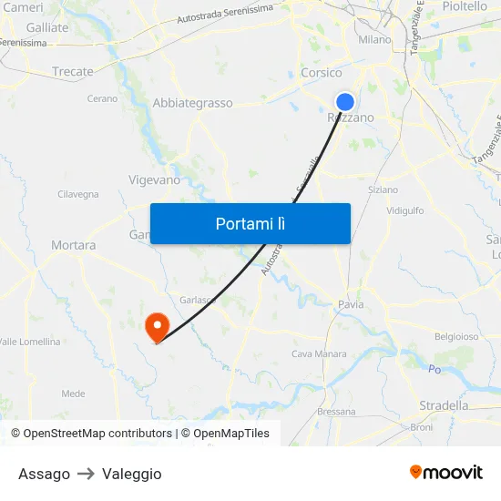 Assago to Valeggio map