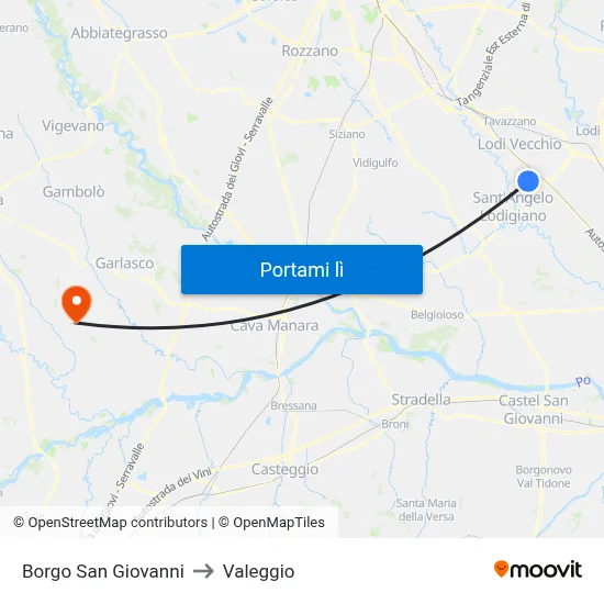 Borgo San Giovanni to Valeggio map