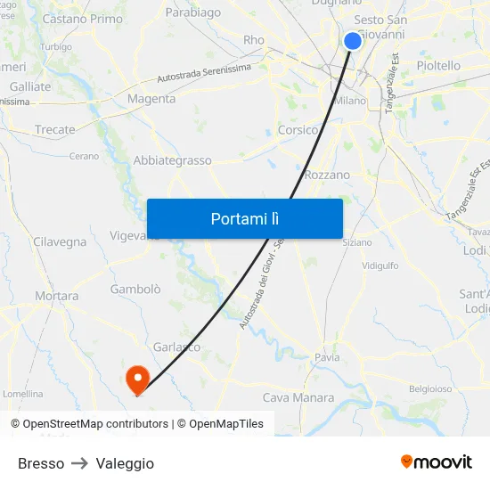 Bresso to Valeggio map