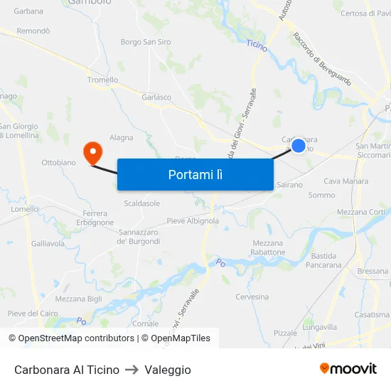 Carbonara Al Ticino to Valeggio map