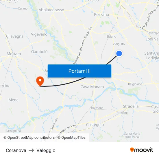 Ceranova to Valeggio map