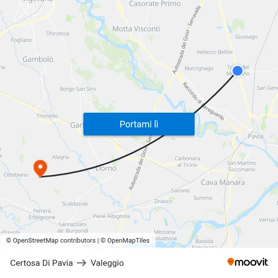 Certosa Di Pavia to Valeggio map
