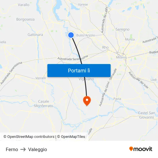 Ferno to Valeggio map