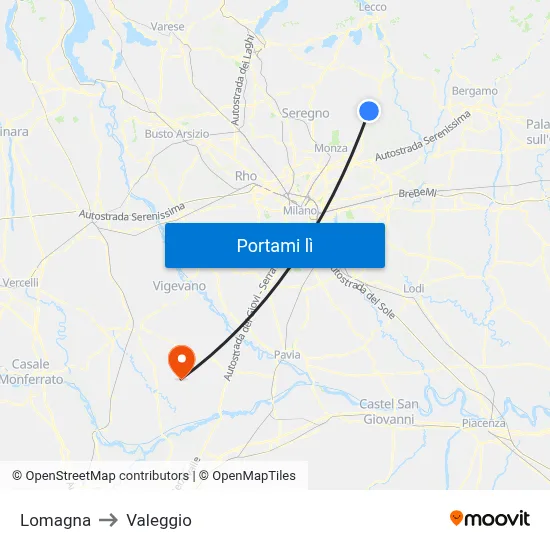 Lomagna to Valeggio map