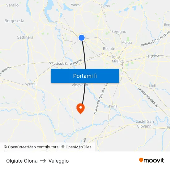 Olgiate Olona to Valeggio map