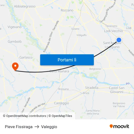 Pieve Fissiraga to Valeggio map