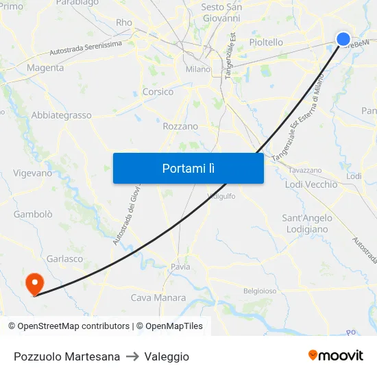 Pozzuolo Martesana to Valeggio map