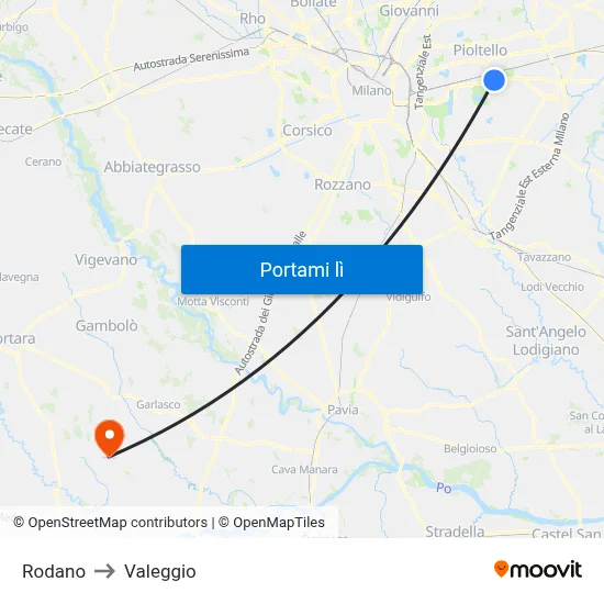Rodano to Valeggio map