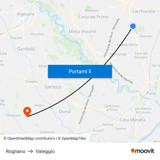 Rognano to Valeggio map