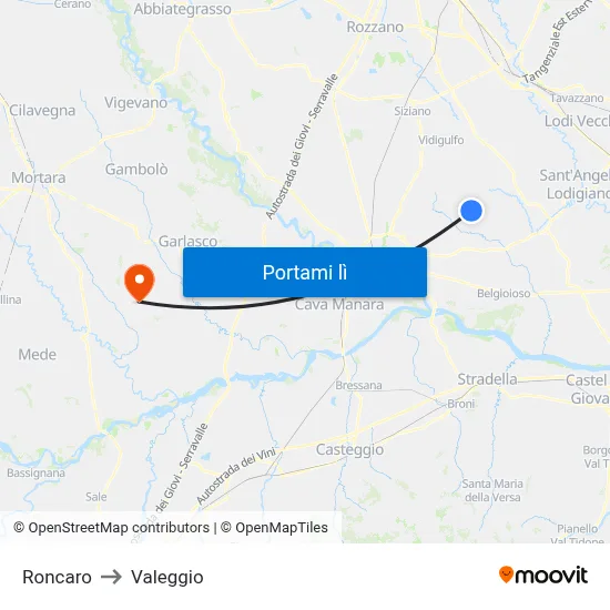 Roncaro to Valeggio map