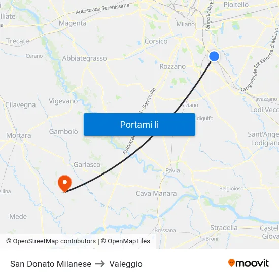 San Donato Milanese to Valeggio map