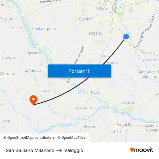 San Giuliano Milanese to Valeggio map
