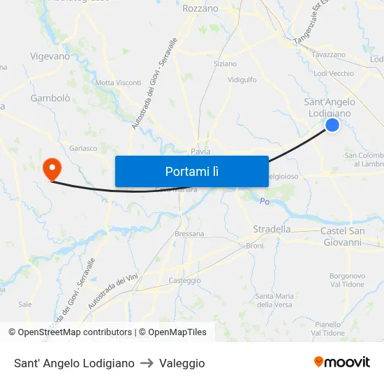 Sant' Angelo Lodigiano to Valeggio map