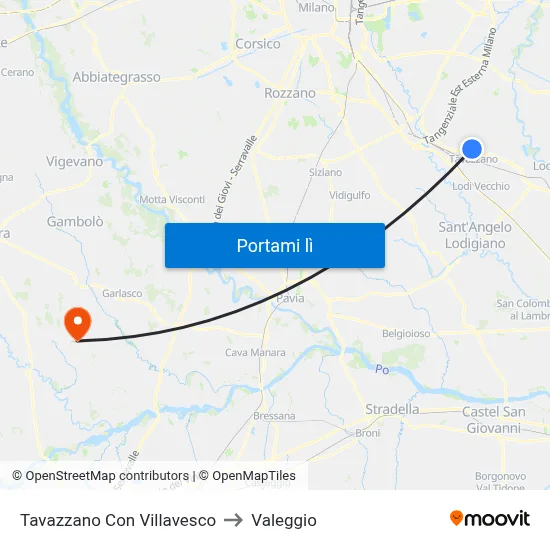 Tavazzano Con Villavesco to Valeggio map