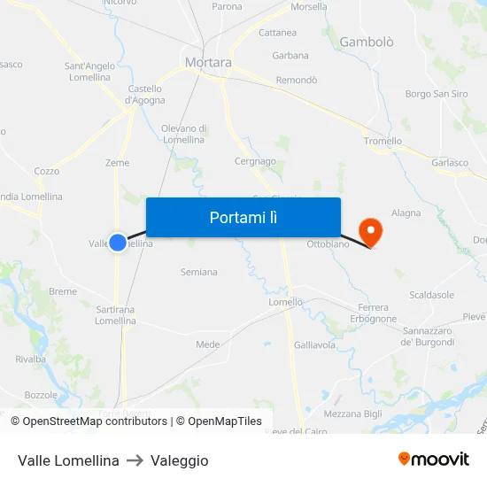 Valle Lomellina to Valeggio map