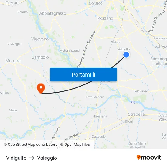 Vidigulfo to Valeggio map