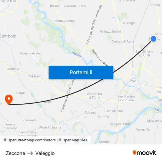 Zeccone to Valeggio map