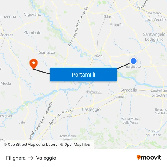 Filighera to Valeggio map