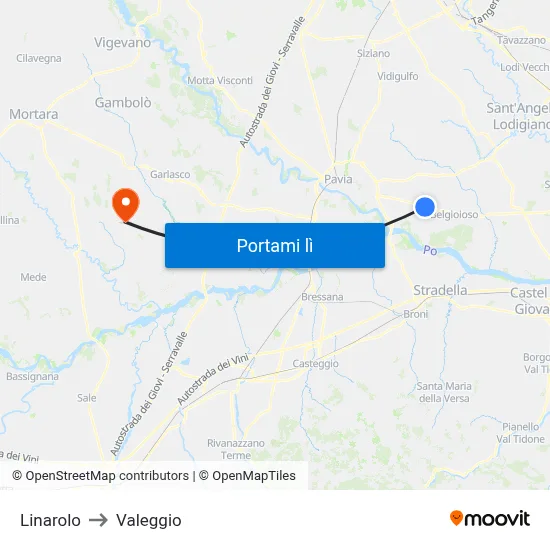 Linarolo to Valeggio map